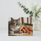 Carte Postale Chat 'Rouge' avec carottes (Debout devant)