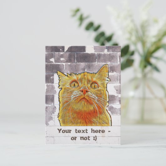 Carte Postale Chat rouge en difficulté. (Debout devant)