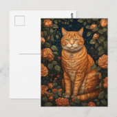 Carte Postale Chat roux dans les fleurs (Devant / Derrière)