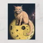Carte Postale Chat roux sourit sur la lune (Devant)