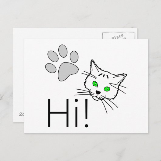 Carte Postale Chat - Salut ! (Devant / Derrière)