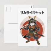 Carte Postale Chat Samouraï (Devant / Derrière)