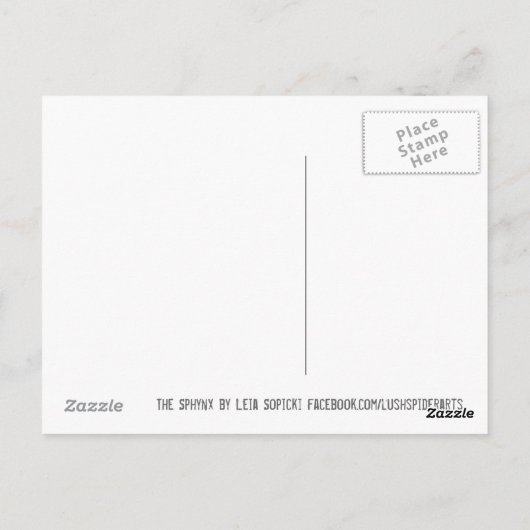 Carte Postale Chat sans cheveux Sphynx Art original noir & blanc (Dos)