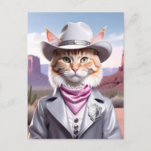 Carte Postale Chat Sheriff (Devant)