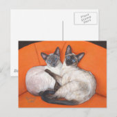 Carte Postale Chat Siamese Couple Cosy (Devant / Derrière)