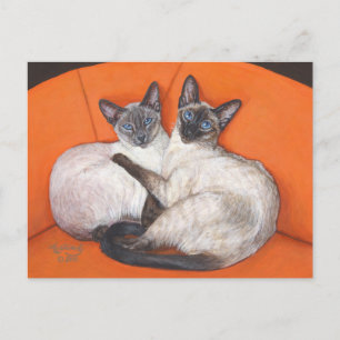 Carte Postale Chat Siamese Couple Cosy