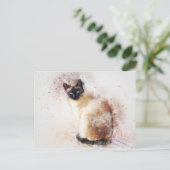 Carte Postale Chat siamois aquarelle (Debout devant)