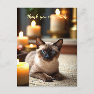 Carte Postale Chat siamois au spa merci beaucoup
