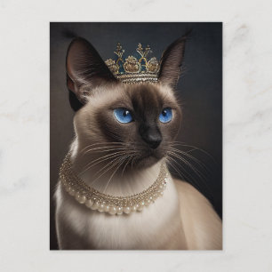 Carte Postale Chat Siamois Avec Couronne