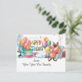 Carte Postale Chat siamois avec la mention Joyeux Anniversaire (Debout devant)