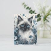 Carte Postale Chat siamois dans le jardin mystique (Debout devant)