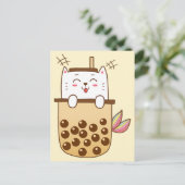 Carte Postale Chat Sirène Boba Thé de Lait (Debout devant)