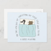 Carte Postale Chat Sixième Jour 6 Oies-A-Lay Noël (Devant / Derrière)