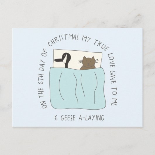 Carte Postale Chat Sixième Jour 6 Oies-A-Lay Noël (Devant)