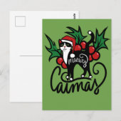Carte Postale Chat Smoking Christmas (Devant / Derrière)