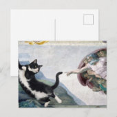 Carte Postale Chat smoking touchant la patte divine (Devant / Derrière)