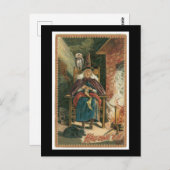 Carte Postale Chat, sorcière et hibou noir d'Halloween (Devant / Derrière)