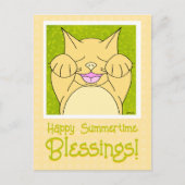 Carte Postale Chat Souriant Heureux En Été Penser De Vous (Devant)