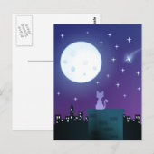 Carte Postale Chat sous le clair de lune (Devant / Derrière)