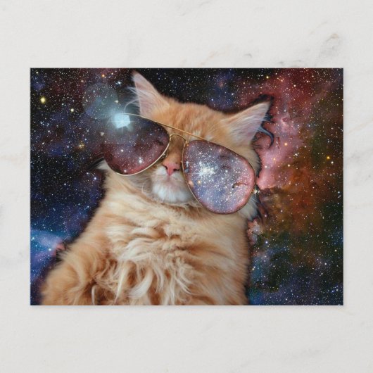 Carte Postale Chat spatial portant des lunettes de soleil (Devant)