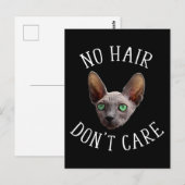 Carte Postale Chat Sphynx Drôle Sans Cheveux, Je M'en Fiche (Devant / Derrière)