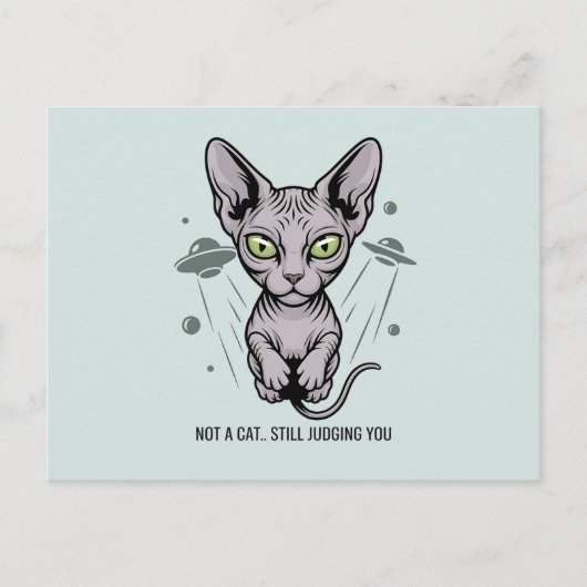 Carte Postale Chat Sphynx Judicieux dans l'Art Spatial (Devant)