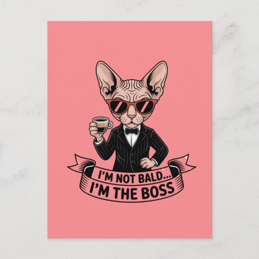 Carte Postale Chat Sphynx Patron Café Art (Devant)