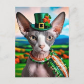 Carte postale Chat Sphynx St. Patrick's Day Irland (Devant)