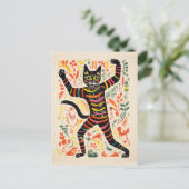 Carte Postale Chat squelette dansant Halloween drôle (Debout devant)