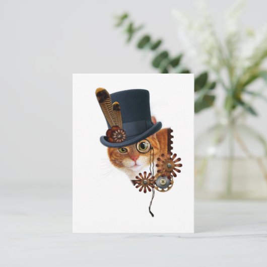 Carte Postale Chat Steampunk (Debout devant)