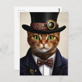 Carte postale Chat Steampunk (Devant / Derrière)