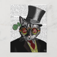 Chat Steampunk - Chapeau supérieur et verres jaune