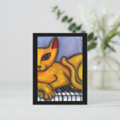 Carte Postale Chat sur clavier de piano (Debout devant)