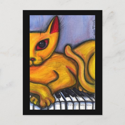Carte Postale Chat sur clavier de piano (Devant)