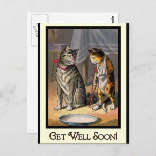 Carte Postale Chat sur Crutches (Devant / Derrière)