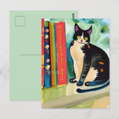 Carte Postale Chat sur étagère (Devant / Derrière)