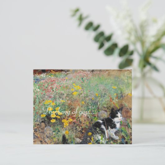 Carte Postale Chat sur Flowbed (Debout devant)