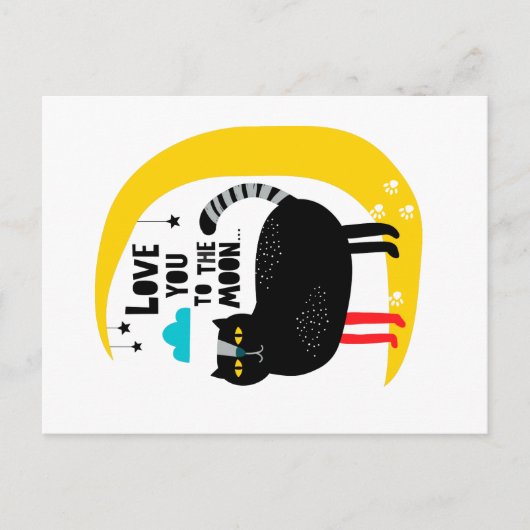 Carte Postale Chat sur la lune (Devant)