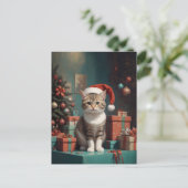 Carte Postale Chat sur la table de noël (Debout devant)