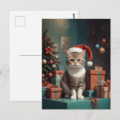 Carte Postale Chat sur la table de noël (Devant / Derrière)