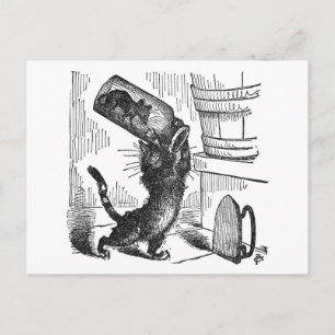 Carte Postale Chat sur le point de masquer bouteille avec la sou