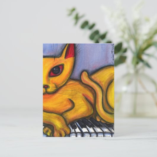 Carte Postale Chat Sur Piano (Debout devant)