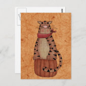 Carte Postale Chat sur un Citrouille (Devant / Derrière)