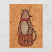 Carte Postale Chat sur un Citrouille (Devant)