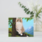 Carte Postale Chat sur une branche Art (Debout devant)