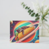 Carte Postale Chat sur une planète Taco (Debout devant)