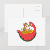 Carte Postale Chat surfeur avec pastèque (Devant / Derrière)