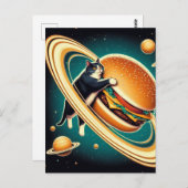 Carte Postale Chat Surreal Cheeseburger Planet (Devant / Derrière)