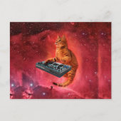 Carte Postale Chat synthétiseur dans l'espace rouge (Devant)