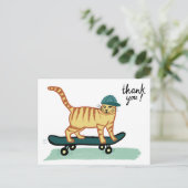 Carte Postale Chat Tabby planchiste MERCI (Debout devant)